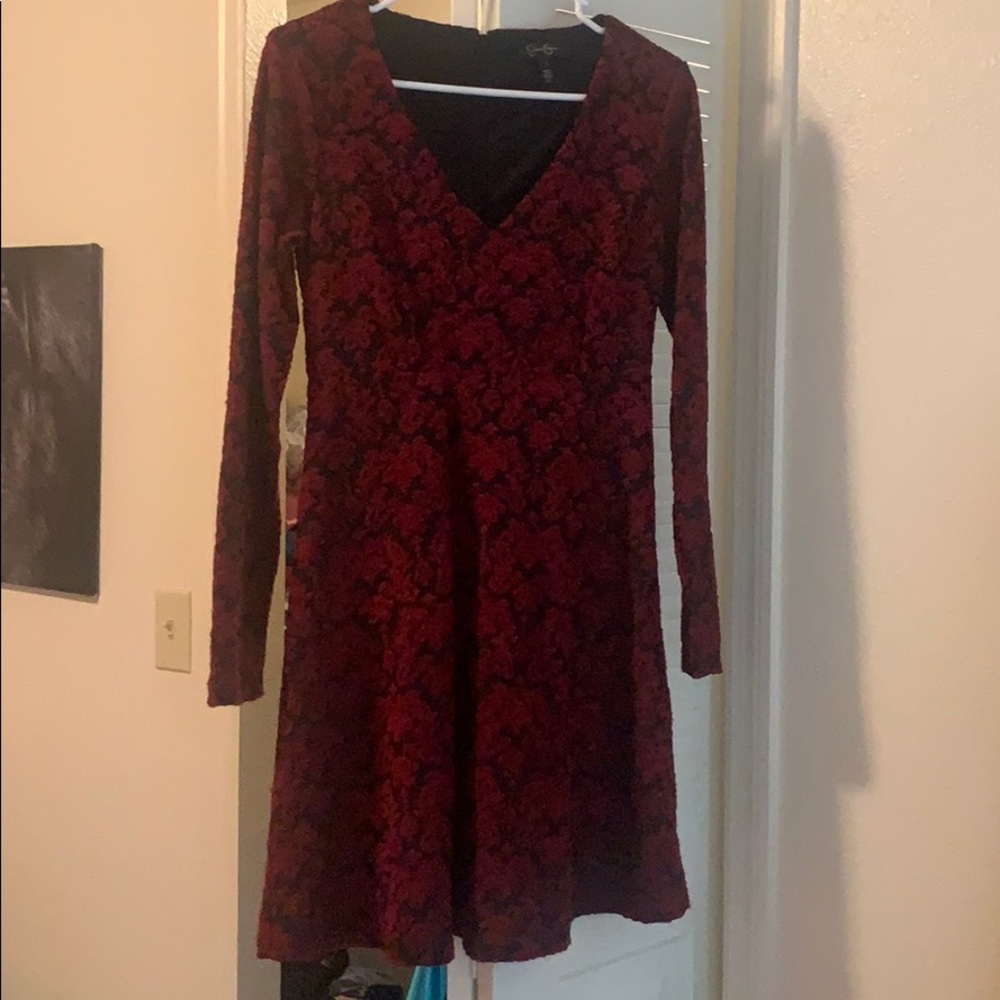 Velvet Red and Black Dress